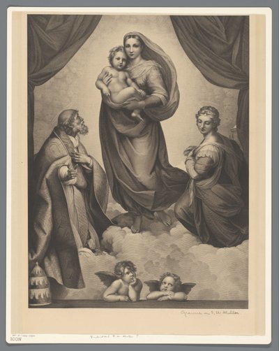 Mary ja lapsi H. Sixtuksen ja H. Barbaran kanssa Sikstus Madonna tekijältä Anonymous