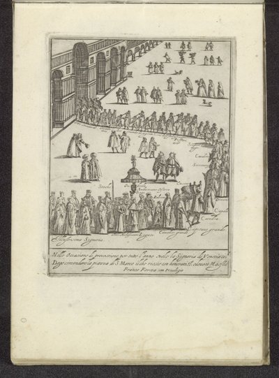 Optocht met de doge en Serenissima Signoria yli het San Marcoplein te Venetië Scenes uit het Venetiaanse leven (sarjan nimi) Habiti d