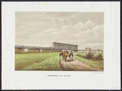 Vanha IJsselin silta lähellä Zutphenia, 1865 Rautatiesilta Westervoortissa (otsikko esineessä) Päärautatiesillat Alankomaissa (sarjan nimi) tekijältä Anonymous