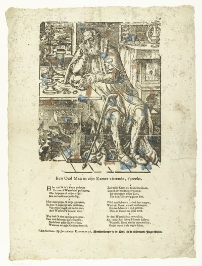 Ancià a la seva habitació (vanitas) Un ancià assegut a la seva habitació parla. (títol sobre objecte)acabat tekijältä Anonymous