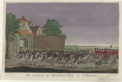 Patriotit lähtevät Utrechtista, 1787 Patriotsin vetäytyminen Utrechtista (otsikko esineessä) tekijältä Anonymous