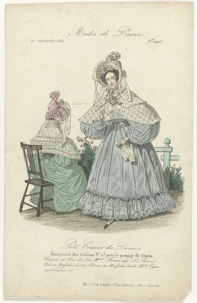 Petit Courrier des Dames, 20. syyskuuta 1834, nro 1095: Hat in Pou de Soi (...) tekijältä Anonymous