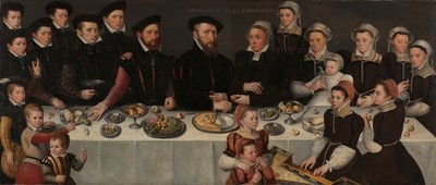 Pierre de Moucheron (1508-67), hänen vaimonsa Isabeau de Gerbier, heidän kahdeksantoista lasta, heidän vävynsä Allard de la Dale ja heidän ensimmäinen lapsenlapsensa tekijältä Anonymous