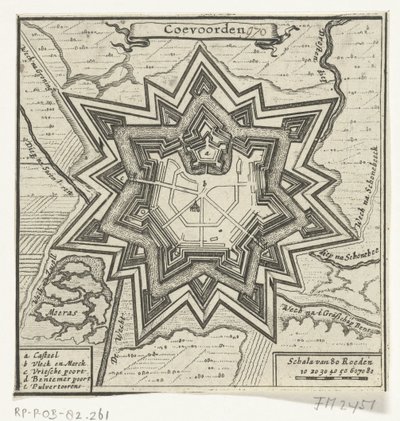 Coevordenin kartta, 1672 Coevoorden (otsikko esineessä) tekijältä Anonymous
