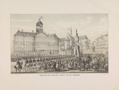 H.M. Willem III:n juhlallinen sisääntulo 9. huhtikuuta 1861 Amsterdamissa (otsikko esineessä) tekijältä Anonymous