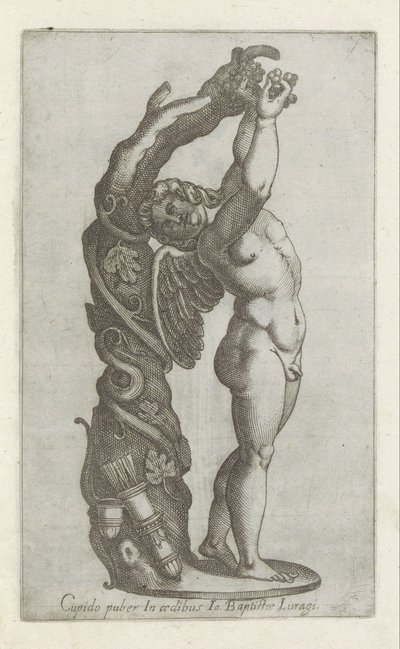 Sculptuur van Amor die druiven plukt Cupido murrosikäinen Io Baptiste Lugarin talossa (otsikko esineessä) Antiikkiveistoksia Roomassa (sarjan nimi) Ikonit Rooman kaupungin muinaisista patsaista, joita nähdään julkisilla paikoilla (sarjan nimi) tekijältä Anonymous