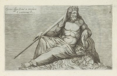 Veistos van Oceanus Rooman Oceanuksen muotokuva Caesarien vihreässä puutarhassa (otsikko esineessä) Antiikkiveistoksia Roomassa (sarjan nimi) Ikonit Rooman kaupungin muinaisista patsaista, joita nähdään julkisilla paikoilla (sarjan nimi) tekijältä Anonymous