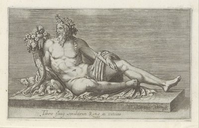 Veistos van de Rivier de Tiber Rooman Tiber-joen patsas Vatikaanissa (otsikko esineessä) Antiikkiveistoksia Roomassa (sarjan nimi) Ikonit Rooman kaupungin muinaisista patsaista, joita nähdään julkisilla paikoilla (sarjan nimi) tekijältä Anonymous