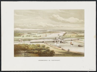 Rautatiesilta Westervoortissa, 1846 Rautatiesilta Westervoortissa (otsikko esineessä) Päärautatiesillat Alankomaissa (sarjan nimi) tekijältä Anonymous
