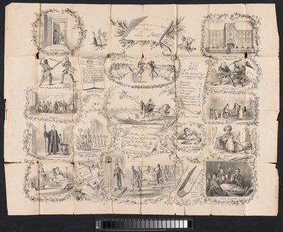 Sarjakuva Leidenin opiskelijaalmanakissa, 1865 tekijältä Anonymous