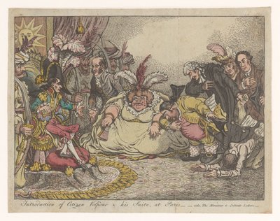 Spotprent tapasi Napoleon en Foxin, 1802 Citizen Volponen ja hänen sviittinsä esittely Pariisissa - vide, The Moniteu & Cobbett