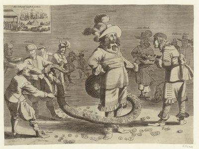 Sarjakuva Cromwellista inhottavana Tailmanina, 1652 tekijältä Anonymous