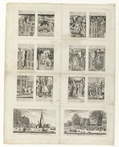 Sarjakuvia muodista ja kaksi näkymää Amsterdamiin vuoden 1775 tulvien aikana tekijältä Anonymous