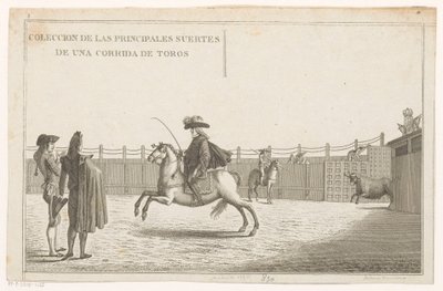 Härkätaistelijat areenalla Coleccion de las Principles suertes de una corrida de toros (sarjan nimi esineellä) Kokoelma tärkeimmistä härkätaisteluharjoituksista (sarjan nimi) tekijältä Anonymous