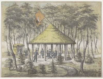 Temppeli ja puutarha Boekelissa, 1831 Näkymä Boekelin temppeliin ja puutarhaan. Groningenin kaupungin päivystysmiliisi pystytti ja rakensi. Tunnustuksena seuran jäsenille 23. kesäkuuta 1831 annetusta ystävällisestä vastaanotosta muistoksi tekijältä Anonymous