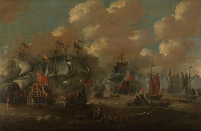 Äänen taistelu Eendrachtin kanssa kahden ruotsalaisen sotalaivan kanssa, 1658 tekijältä Anonymous