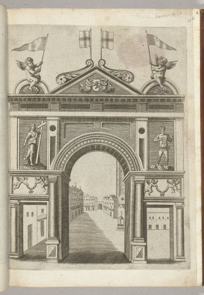 Riemuportti allegorisilla hahmoilla ja Putti Kultaisen Fleecen ritarikunnan ketjulla, 1594 tekijältä Anonymous