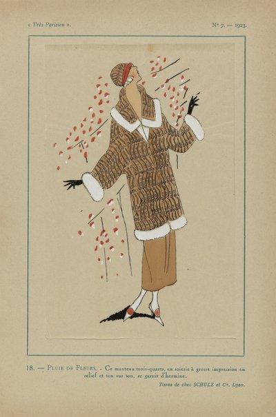 Hyvin pariisilainen, 1923, nro 7: 18.- KUKKASATE. / Tämä kolmen / neljäsosan takki... tekijältä Anonymous