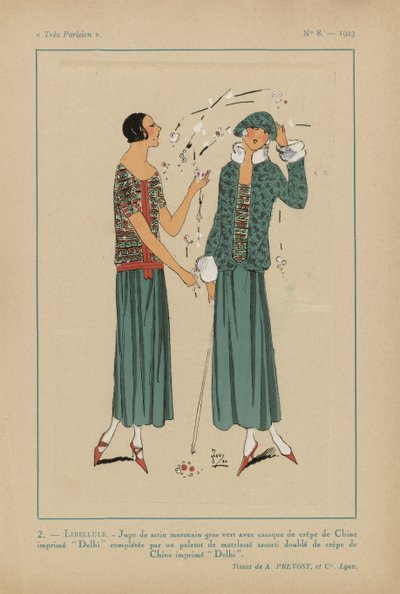 Erittäin pariisilainen. Muotia, tyylikkyyttä, eleganssia Erittäin pariisilainen, 1923, nro 8: 2.- SUURKIERRE. / Marokon satiinihame... tekijältä Anonymous