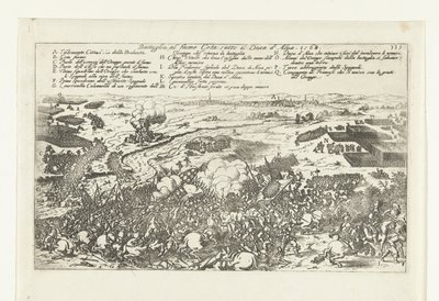 Veldslag aan de rivier de Gete, 1568 Taistelu Geta-joella Alvan herttuan alaisuudessa. 1568 (otsikko esineessä) tekijältä Anonymous