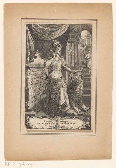 Vrouw tapasi leeuw Sivun otsikko: Lucius Annaeus Seneca ja Antonius Thysius, L. Annaei Senecae tragoediae, 1651 tekijältä Anonymous