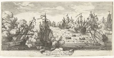 Zeeslag bij Beachy Head, 1690 Merivoimien taistelu englantilaisia ​​ja hollantilaisia ​​vastaan ​​10. heinäkuuta 1690 (otsikko esineessä) tekijältä Anonymous