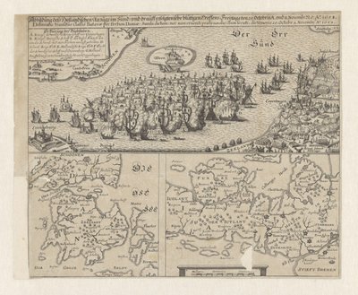 Zeeslag in de Sont, 1658 Kuva hollantilaisen puvun Sündtissä / ja erittäin verisiä kokouksia seurasi perjantaina 29. lokakuuta A. ja 8. marraskuuta. ... Ao. 1658 (otsikko esineessä) tekijältä Anonymous