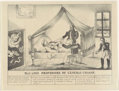 Ziekbed van General Chassé, 1830 Kenraali Chassén tilapäinen sairaus (nimike esineessä) tekijältä Anonymous