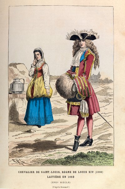 Pyhän Ludvigin ritari (1693) ja Laitiere (1680) kuningas Ludvig XIV:n hallituksessa 1600-luvulla - Pyhän Ludvigin ritarikunnan ritari, kuningas Ludvig XIV 1693 ja meijeritar tekijältä Anonymous Anonymous