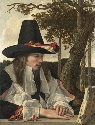 Lukeva mies, n. 1660 (öljy kankaalle) tekijältä Anonymous Anonymous
