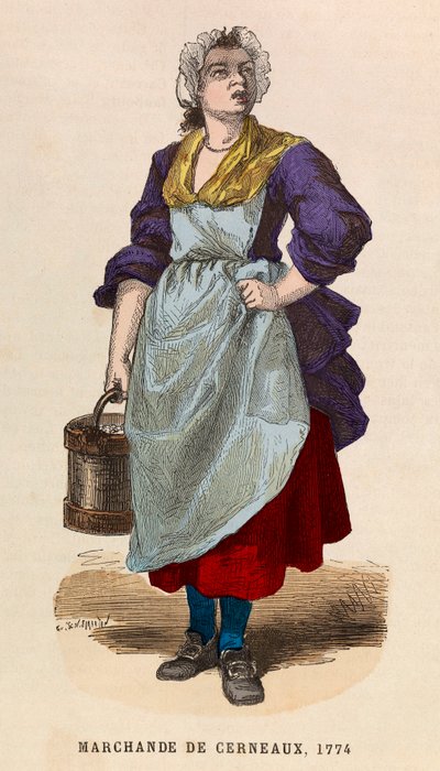Ydinmyyjä vuonna 1774 (saksanpähkinät) - Saksanpähkinämyyjä vuonna 1774 - yksityinen kokoelma tekijältä Anonymous Anonymous