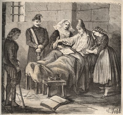 Häät Rochefort bagnessa 1800-luvulla. Pierre Zacconen (1817-1895) (1817-1895) (Colonia Penale - Penal Colony) kaiverrus kirjaan ”Vangoitujen historia heidän luomisestaan ​​nykypäivään” (1877). Yksityinen kokoelma. tekijältä Anonymous Anonymous