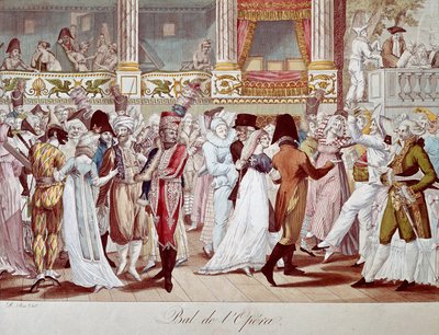 Ball maski Pariisin oopperassa. Bosion litografia. 1800-luvun Pariisi, Musee Carnavalet tekijältä Anonymous Anonymous