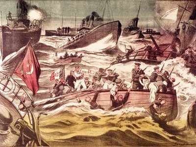 Kunfudan taistelu (Kunfida Kunfidah): meritaistelu käytiin 7. ja 8. tammikuuta 1912 Italian ja Turkin sodan aikana (1911-1912) Punaisellamerellä Kunfudan sataman edessä Saudi-Arabiassa. tekijältä Anonymous Anonymous