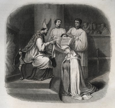 Siunattu Inkarnaatio Maria (Parta Jeanne Avrillot) (1566-1618) Ranskalainen mystikko, joka saa karmeliitin verhon vuonna 1614. Kaiverrus vuodelta 1846 kirjassa ”Pyhien elämää”. Yksityinen kokoelma. tekijältä Anonymous Anonymous