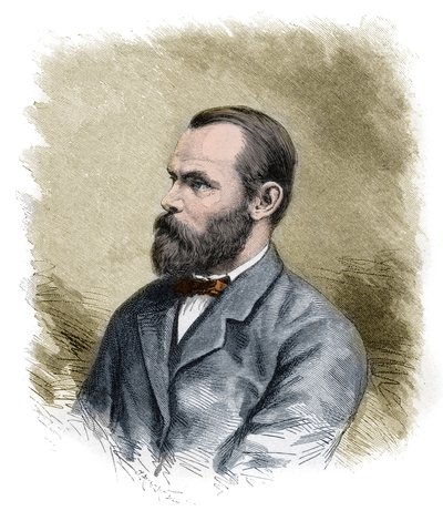 Carl Christian Koldewey (1837-1908) saksalainen arktinen tutkimusmatkailija, molempien saksalaisten pohjoisnaparetkien johtaja - Carl Christian Koldewey saksalainen napatutkija - kaiverrus 1800-luvun lopulla tekijältä Anonymous Anonymous