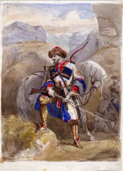 Chamil ou Imam Chamil - Imam Shamil (1797-1871) - Nimetön - 1854 - Vesiväri paperille - 32x23 - Yksityiskokoelma tekijältä Anonymous Anonymous