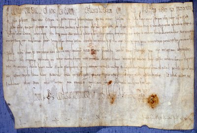 Kuningas Kaarle Suuren (Kaarle I, Kaarle Suuri tai Carolus Magnus) peruskirja (742-814), joka vapauttaa Saint Germain des Presin luostarin verosta 27.3.779. Pariisi, Kansallisarkisto tekijältä Anonymous Anonymous