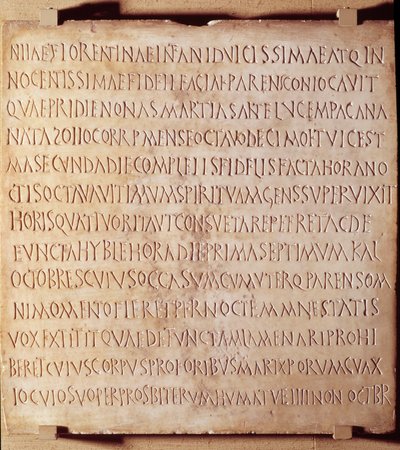 Kristillinen antiikki: Catania-kirjoitukset, jotka kuvaavat kasteiden ja hautausriittien hallintatapaa, 4. vuosisadan alku. Louvre-museo Pariisissa tekijältä Anonymous Anonymous