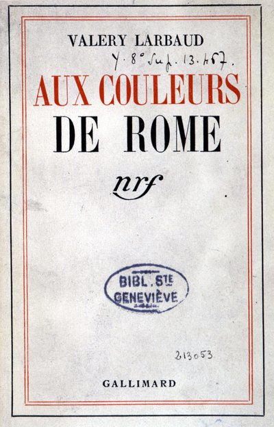 Portada de "In the Colors of Rome" de Valéry Larbaud, París, Gallimardfinnish tekijältä Anonymous Anonymous