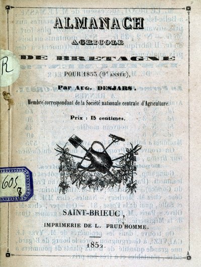 Agricole de Bretagne -almanakan kansi tekijältä Anonymous Anonymous