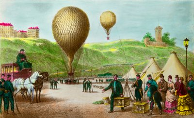 Lähtee ilmapallopostista ja matkustajakyyhkyistä Pariisin piirityksessä vuonna 1870, Privee Collection tekijältä Anonymous Anonymous