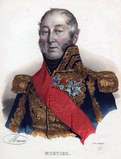 Edouard Adolphe Mortier (1768-1835), Ranskan marsalkka - Nimetön - 1835 - Litografia, akvarelli - 32x24 - Yksityiskokoelma tekijältä Anonymous Anonymous