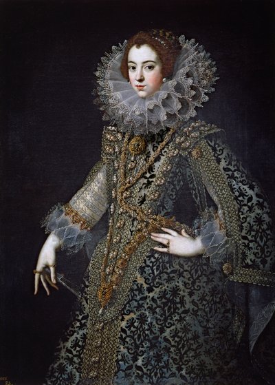 Elisabeth de France, jota kutsutaan myös Elisabeth de Bourboniksi - Muotokuva Elisabetista Ranskasta (1602-1644), Anonymousin Espanjan kuningatar puolisosta, n. 1620 - Öljy kankaalle tekijältä Anonymous Anonymous