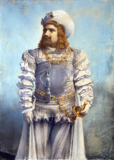 Enrico Caruso (1873-1921), italialainen tenori Faustin roolissa Mefistofelessa (Arrigo (tai Enrico) Boito Mefistofeles (Mephisto) Käsinvärinen valokuva. Rooma tekijältä Anonymous Anonymous