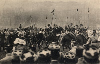 Ensimmäinen maailmansota 1914-1918: Ranskan presidentin Raymond Poincaren (1860-1934) ja neuvoston puheenjohtajan Georges Clemenceaun (1841-1929) vierailu Metziin 8. joulukuuta tekijältä Anonymous Anonymous