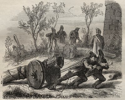Forcats bucherons Toulon Bagnessa 1800-luvulla. Pierre Zacconen (1817-1895) (1817-1895) (Colonia Penale - Penal Colony) kaiverrus kirjaan ”Vangoitujen historia heidän luomisestaan ​​nykypäivään” (1877). Yksityinen kokoelma. tekijältä Anonymous Anonymous