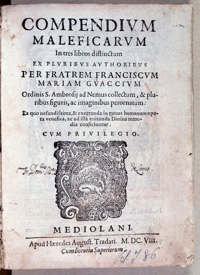 Guazzon Compendium maleficarumin etukappale demonologiasta ja noituudesta (kaiverrus tekijältä Anonymous Anonymous
