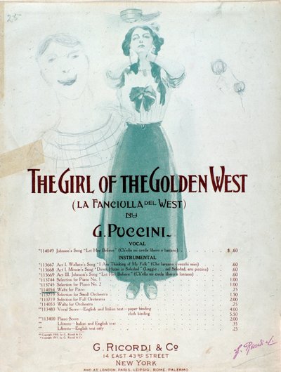 Puccinin The Girl of the West -musiikkipartituurin etukappale tekijältä Anonymous Anonymous