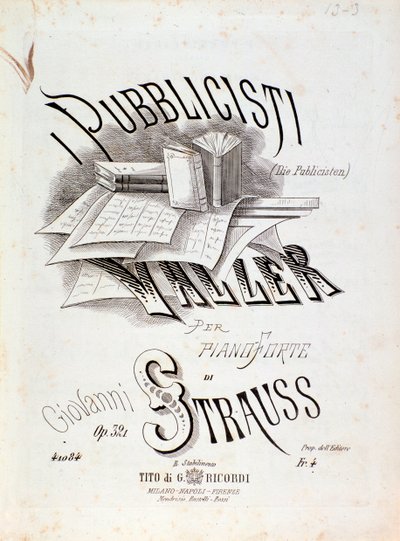 Johann Straussin "Publistit" (op. 321) nuotioiden etukappale tekijältä Anonymous Anonymous